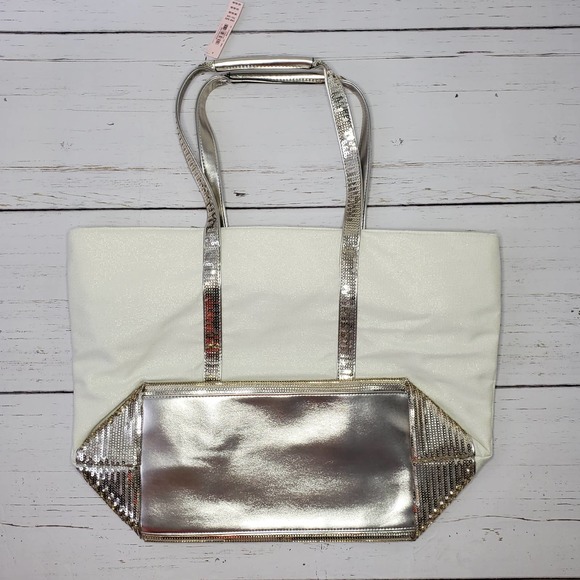 Black Friday STEAL! Holidays NWT Victoria's Secret Silver Sequin Boat Tote Bag🤍 - Picture 3 of 4
